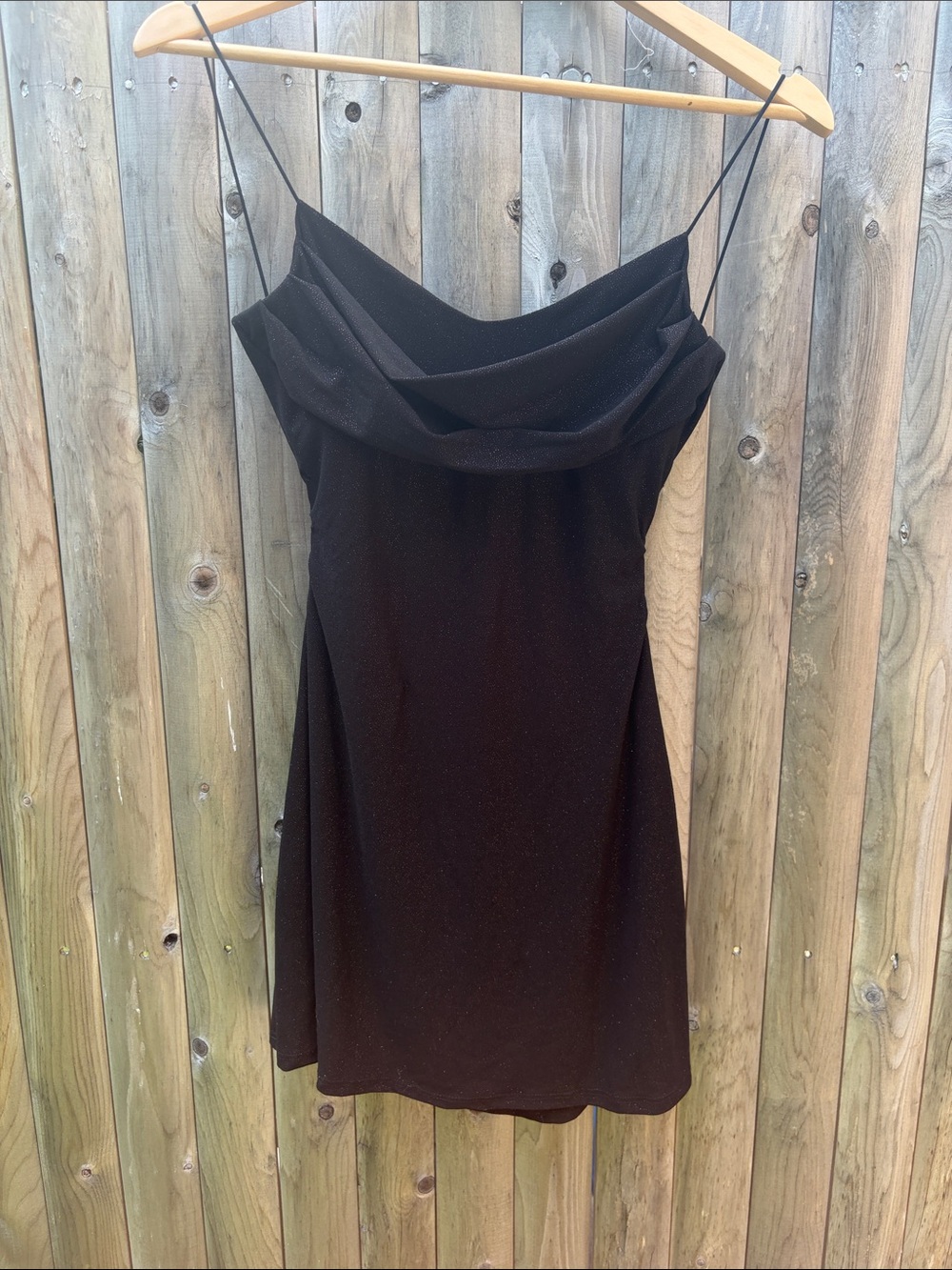 Windsor Black Sparkly Cowl Neck Mini Dress